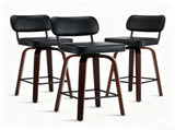 1pcs Bar Stool, Solid Iron Tube Backrest, PU Upholstery, Curved Wood Legs, Swivel Bar Chair, Black 29325843