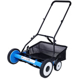 20-Inch 5-Blade Push Reel Lawn Mower with Grass Catcher, 4 WHEELS BLUE COLOR 63959665