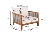 Outdoor Unique Tub Design Armchair Woven Rope, Patio Furniture Acacia Wood Chair, Deep Seating N780P245859G