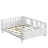 Full Size Wood Platform Bed for Kids, Wood Low Profile Full Bed with Rails for Girls and Boys, W2593P233767