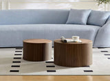 MDF nested table set 2 pieces, handcrafted round coffee table in living/lounge area, walnut color W2085P231698