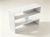 White Geometric Concave Bookshelf, 3-Tier Open Freestanding Display Shelf, Engineered Wood Storage 88021186