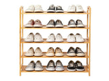26.38*9.68*37.4in 5-Tier Portable Bamboo Shoe Rack, Natural Wood Color 80222555