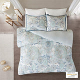 King/Cal King 3 Piece Cotton Floral Printed Reversible Duvet Cover Set B035129160