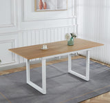 oak color,Square Extendable Dining Table with metal leg,Modern Space Saving Kitchen Table for Living W234P282510