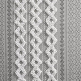 Cotton Printed Curtain Panel with Chenille Stripe and Lining B035129658
