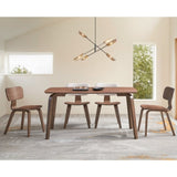 White Boucle and Walnut Side Chair with Upholstered Back B062P209233
