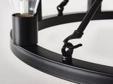 6-Light Matte Black Wagon Wheel Chandelier Farmhouse Modern Small Round Chandelier for W1592P265766