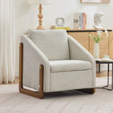 057-Set of 1 Chenille Fabric Modern Upholstered Armchair with Wooden Side Frame , Accent Leisure W527P239825