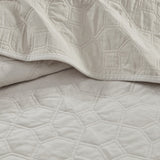 3 Piece Velvet Quilt Set Ivory Full/Queen B03597469