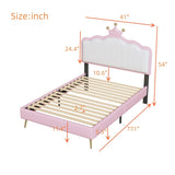 ZNTS Twin size Upholstered Princess Bed With Crown Headboard,Twin Size Platform Bed with Headboard and WF315552AAH