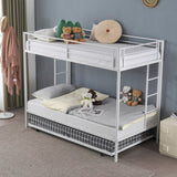 ZNTS Twin Over Twin Bunk Bed with Trundle, Triple Bunk Beds for Kids Teens Adults, Metal Bunk Bed with 57976321