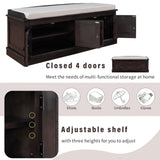 Storage Bench with 4 Doors and Adjustable Shelves, Shoe Bench with Removable Cushion for Living 59969562