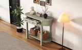 TREXM Elegant Retro Console Table with Curved Design Smooth Glaze for Entryways, Living Rooms N715P230796E