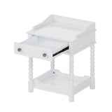 Retro Style Nightstand with Drawer and Open Shelf for Bedroom, Bedside Table with Turned Legs and N733P206240K