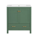 30 Inch Green Bathroom Vanity with Single Sink, Combination Under Counter Sink, Bathroom Storage N729P170521F