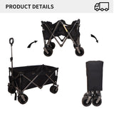 ZNTS Folding Wagon, Heavy Duty Utility Beach Wagon Cart for Sand with Big Wheels, Adjustable Handle&Drink 91733039