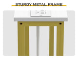39.37"x5.91"x31.10" Console Table, MDF with Melamine Veneer & Iron Frame, with Power Outlet, White & 78249220