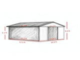 Large Metal Garden Shed, Outdoor Storage Shed with Double Locking Doors & Sloped Roof for Tools, 90388891
