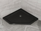 Goodyo 36 in. D x 36 in. W x 3.4 in. H Corner Drain Neo-Angle Shower Base Black, No Drain Kit D163147917