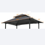 ZNTS 8x5Ft Grill Gazebo Replacement Canopy,Double Tiered BBQ Tent Roof Top Cover,Grey [Sale to Temu is 16993600