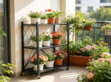 3Tier Rolling Storage Rack with Wheels, Foldable HeavyDuty Metal Storage Shelves, Organizer 58850337