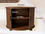 Mid Century Modern Cylinder End Table with Built-in Charging Station & Sliding Door, 2-Tier Storage 06416937