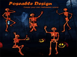 5.5ft Life-Size Halloween Skeleton with Pumpkin Head - Orange Color, Fully Poseable Joints 28854168