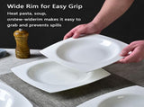 9.25 Inch Square Pasta Bowls Set of 6, 17oz White Porcelain Soup Plates, Microwave & Dishwasher Safe 15883057