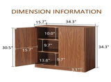 34.3" modern wavy sideboard, curved contour design storage cabinet, 2-door cabinet with storage W1162P393983