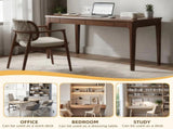 Solid Wood Desk with Drawers, Standing Desk with Smooth Edges, Home Office Desk for Small Spaces, W3204P383053