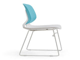 Modern Stacking Chairs Set of 4 in White and Blue with Polypropylene Seat and Fiberglass Reinforced W3788P372655