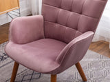 Leiria Contemporary Silky Velvet Tufted Accent Chair with Ottoman, Mauve T2574P164274