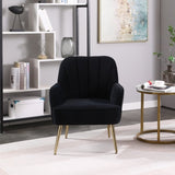 ZNTS Modern Mid Century Chair velvet Sherpa Armchair for Living Room Bedroom Office Easy Assemble W1361102502