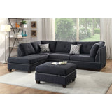 ZNTS Polyfiber Reversible Sectional Sofa with Ottoamn in Black B01682372