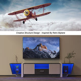 TV Console with Large Storage Cabinets, Biplane Shape Design LED TV Stand with Remote Control, W1701P164320