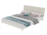 Modern Upholstered Bed Frame Premium Holland Velvet Fabric with Ergonomic Padding and Tufted W1935P362355