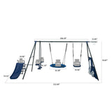 XNS052 grey and blue interesting six function swingset with net swing metal plastic safe swing set W1711142347