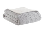 3 Pieces King/Cal King Cable Knit Chenille Comforter Set,Gray B035P381304