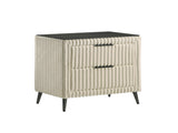 Mavela Wide Wale Corduroy Upholstery Nightstand, Cream T2574P243651