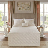 4 Piece Cotton Reversible Tailored Bedspread Set Khaki King B03597517