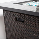 30inch Outdoor Fire Table Propane Gas Fire Pit Table with Lid Gas Fire Pit Table with Glass Rocks 07880043