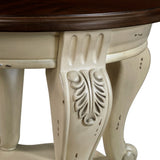 22'' Two Tone Round End Table,Solid Wood Sofa Side Table with Shelf,Living Room Corner Table Easy W1202P164016
