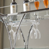 ZNTS Electroplated Glass Bar Cart, With Wine Rack And Glass Holder, For Kitchen, Serving, Hotel Silver 50720217