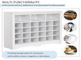 ON-TREND Sleek Design 24 Shoe Cubby Console, Modern Shoe Cabinet with Curved Base, Versatile WF309308AAK