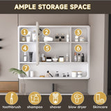 Aluminium Medicine Cabinet Mirror, 35 x 28 Inches Medicine Cabinet with 3 Colors LED Light and 11053490