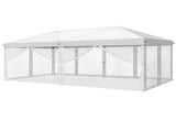 10x20 ft Instant Pop Up Canopy Tent White, 6 Mesh Panels 2 Doors 4 Net Sides, 41921225