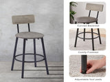 Round bar stool set with shelf, upholstered stool with backrest Grey, 23.62'' W x 23.62'' D x 84811202