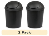 (2 pack)Small Bathroom Trash Can, 3 Gallon Plastic Garbage Bucket Bin with Swing Top Lid, Black 60671436