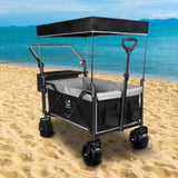 Heavy Duty Collapsible Wagon, Foldable Wagon with Removable Canopy, Foldind Wagon Cart with Wheels 81525186